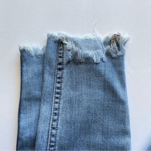 Free People Size 24 Jeans Low Waist Light Wash Frayed Hem - Picture 7 of 11